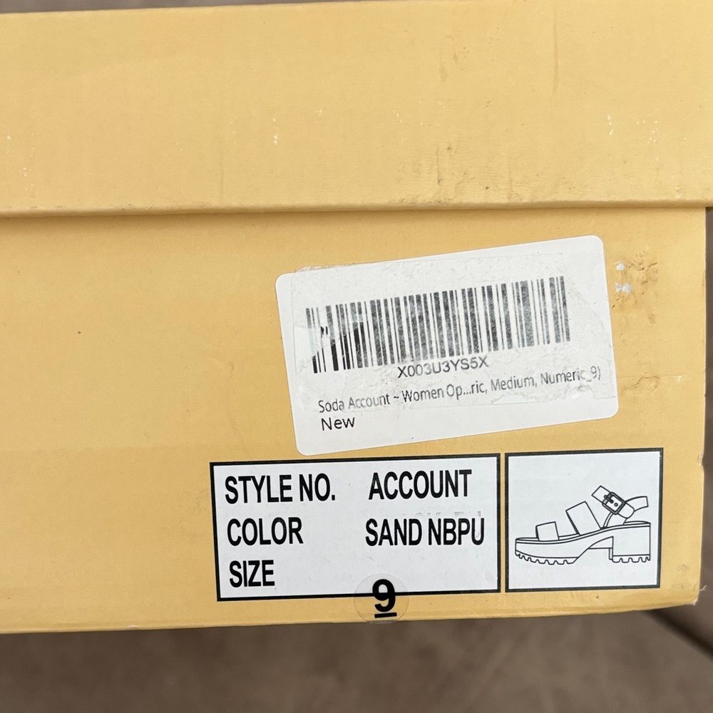 NIB Soda ACCOUNT Women's 9 Open Toe Block Heel Sandals - Picture 2 of 7